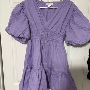 Purple Puff Sleeve Dress